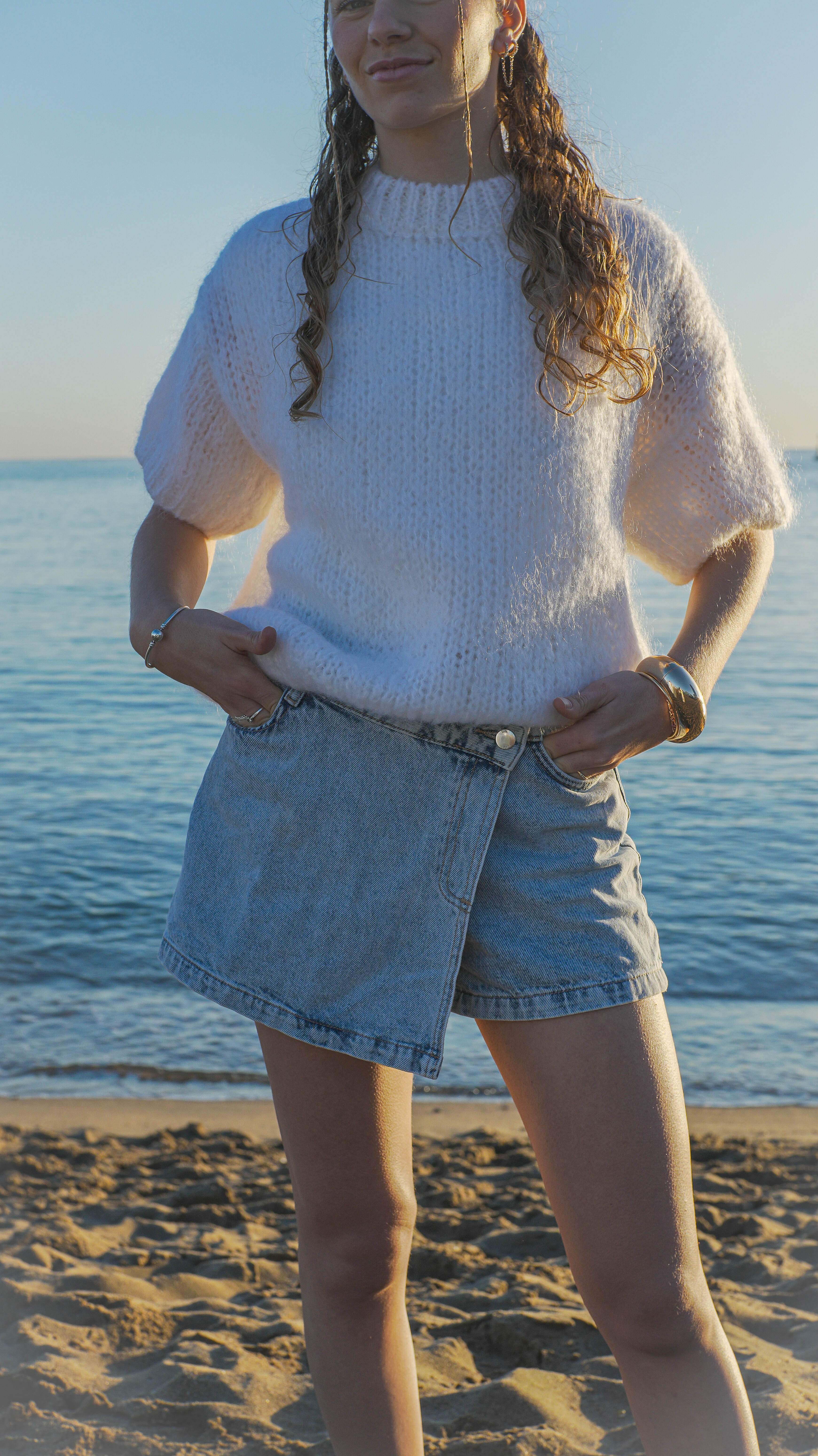 PULL MANCHES COURTES - BLANC
